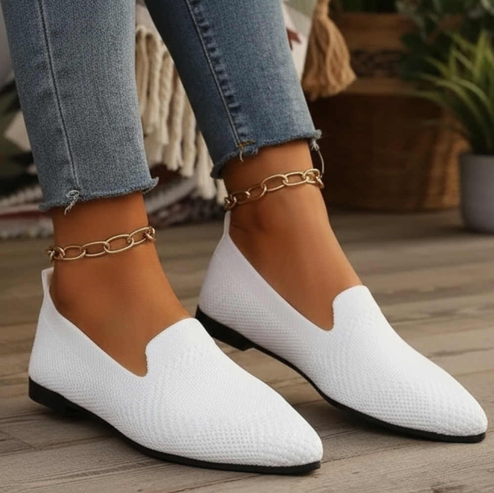 Pointed Toe Breathable Mesh Flats Slip-On Shoes Casual Lightweight Women Loafer
